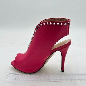 YDN Fuchsia Rivets Slingback Peep Toe Stiletto High Heel Sandals Ankle Boot Shoe